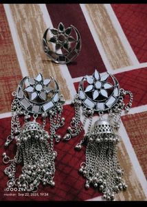 Chandbali Jhumka Earrings With Ring