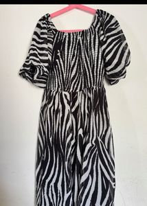 Zebra Print Puff Sleeve Dress