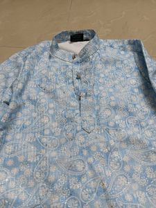 Boys Blue Printed Kurta