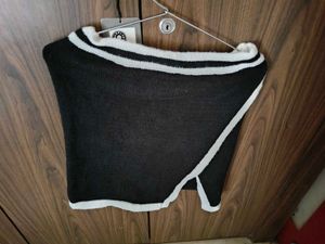 Black & White Knit Poncho