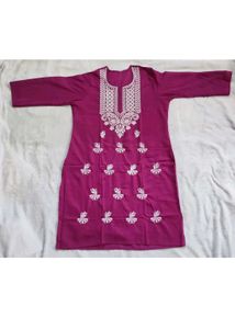 Lucknowi Embroidery Chickenkari Kurti❤️
