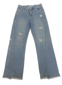 Distressed Wide Leg Denim Jeans