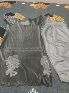 Grey Velvet Kurta Set