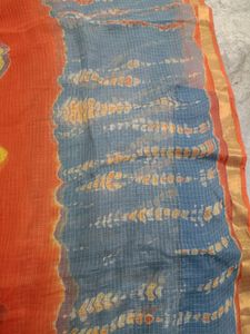 Orange Kotta Dhoria Saree With Grey Border