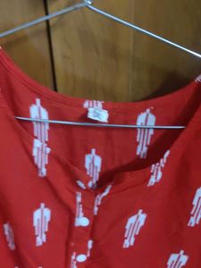 Red Printed Casual Dress