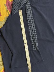 Elegant Navy Blouse with Sheer Detail