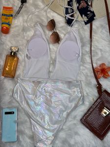 Iridescent Snake Print Plunge Swimsuit