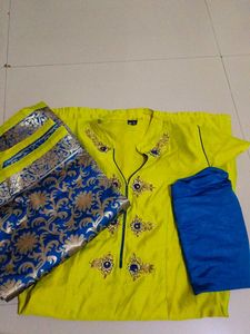 Yellow Embroidered Kurti Suit