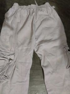 White Cotton Cargo Pants