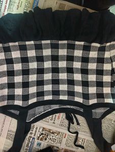 Checkered Lace-Up Crop Top