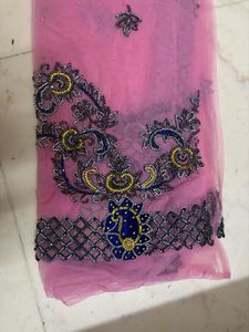 Embroidered Pink Saree