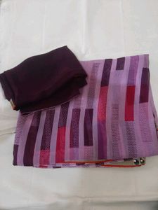 79)new Violet Lace Saree