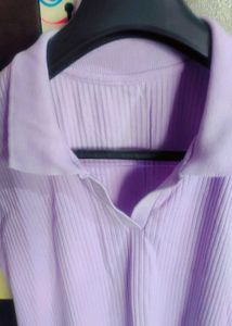 Lavender Ribbed Polo Tank Top