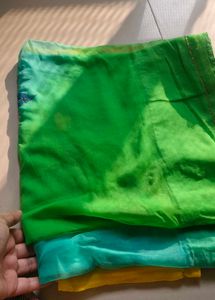 Multi color chiffon Saree with unstiched blouse