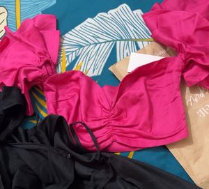 Hot Pink Ruffle Sleeve Top
