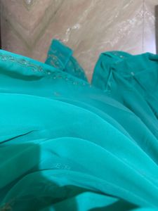 Beautiful Green Embroidered Saree ✨