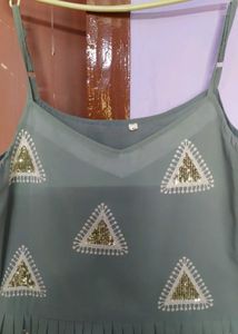 Sage Green Triangle Sequin Tank