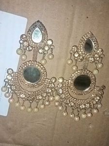 Elegant Mirror & Pearl Drop Earrings