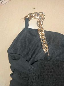 Chain Strap Black Crop Top