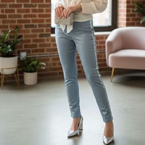 Blue Sequin Detail Pants