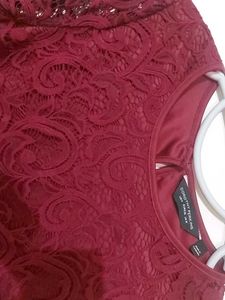 Maroon Laced Top With Lining.