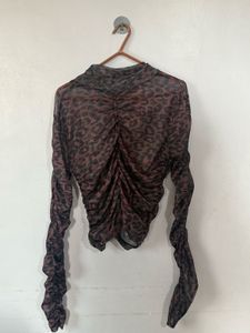 Leopard Print Mesh Top