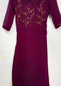 Georgette Draped Kurta with Gold Sequin Embroidery