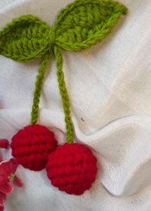 Crochet Cherry Hair Clips - Handmade Accessories