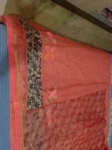 Net Pallu With Gotta Work Peach Color Sarri