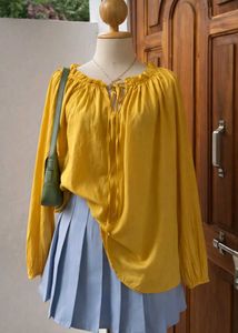 Stylish Korean Yellow Long Sleeve Top