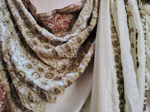 Embroidered Indian White Saree