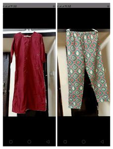 WOMEN'S Maroon Elegant Kurta and Bottom
