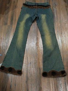 Fur Trim Flare Jeans