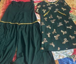 Green Floral Kurta Palazzo Set