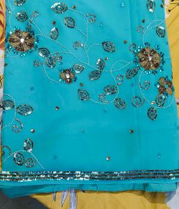 Heavy Bridal Embroidered Stone Work Saree