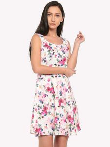 Floral Fit & Flare Dress - Myntra