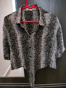 Snake Print Cropped Shirt