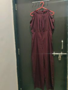 Burgundy Solid Basic Jumpsuit