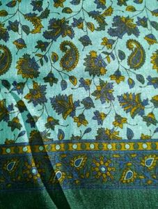 Blue Floral Printed Saree with Contrast Blouse