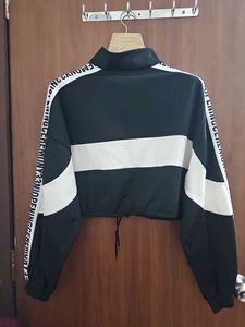 Black &amp; White Crop Funnel Neck Sweatshirt (Acubi)