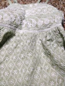 Mint Green Paisley Embroidered Peplum Tank