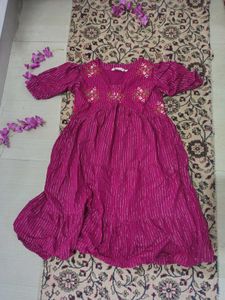 Magenta Embroidered Mini Dress