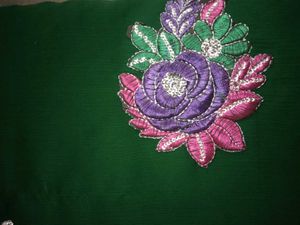 Green  Patch Work Saree