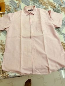 Mens Casual Baby Pink Half Sleeves Shirt