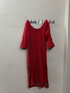 RED STITCHED DRESS