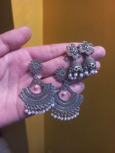 Silver Jhumkas Combo!