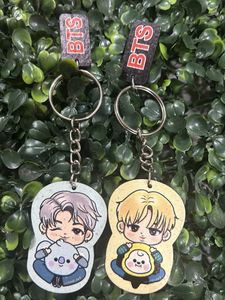 BTS cute wooden Keychain