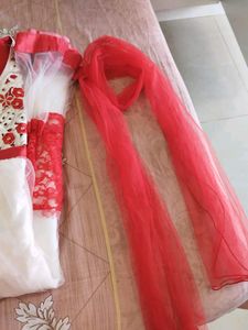 Beautiful Red White Anarkali Dress
