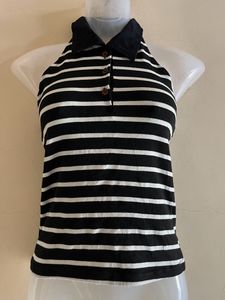 Korean Striped Halter Top