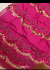 Golden choli and pink ghaghra with dupatta